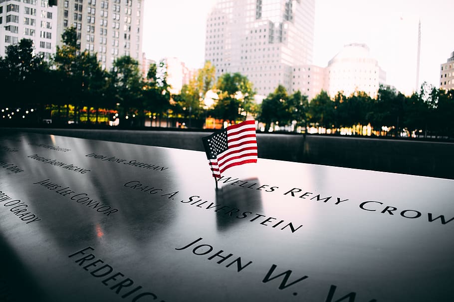Us Flag on Gray Surface, administration, architecture, blur, buildings HD wallpaper