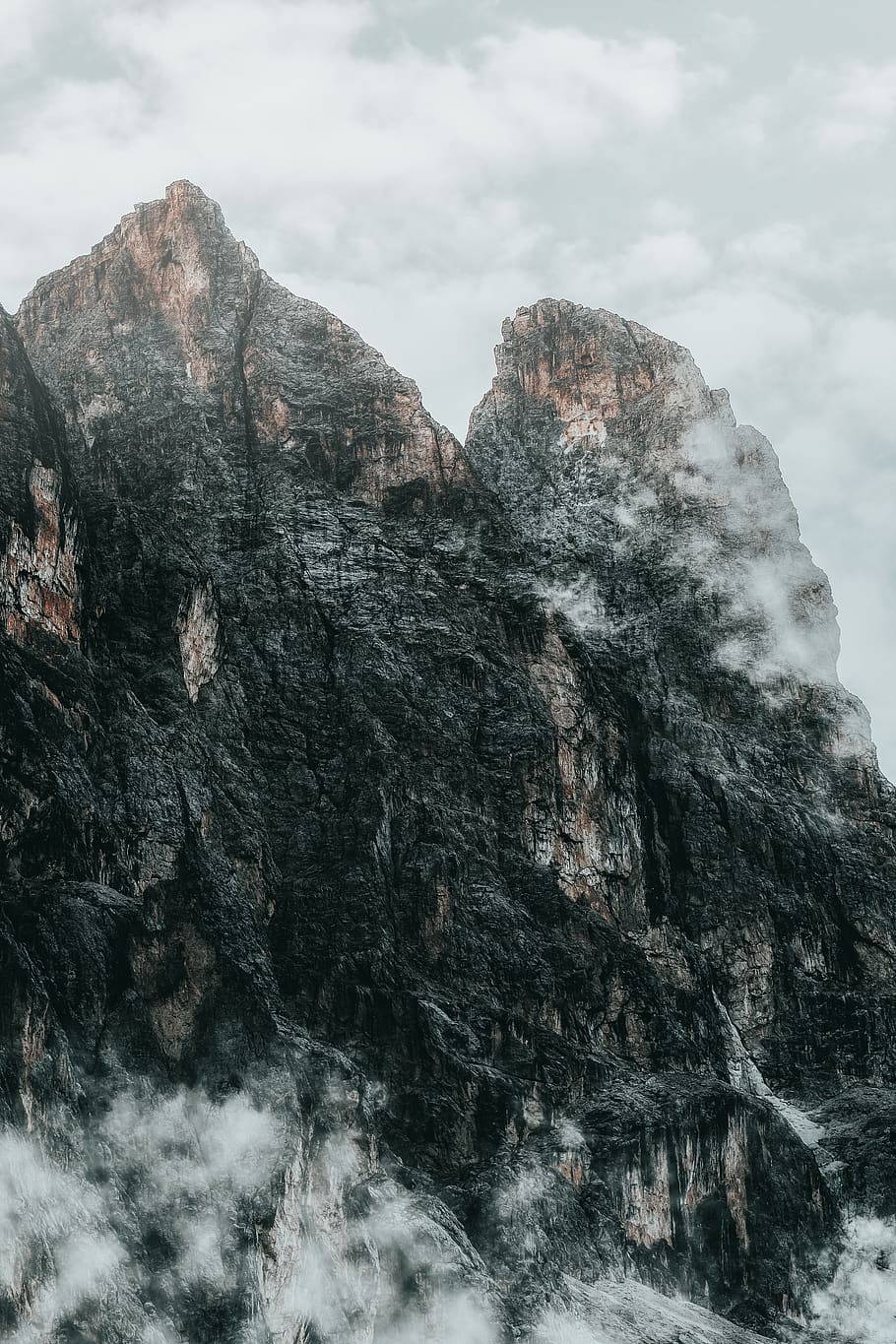 clouds covering mountain, rock, sky, rock formation, rock - object HD wallpaper