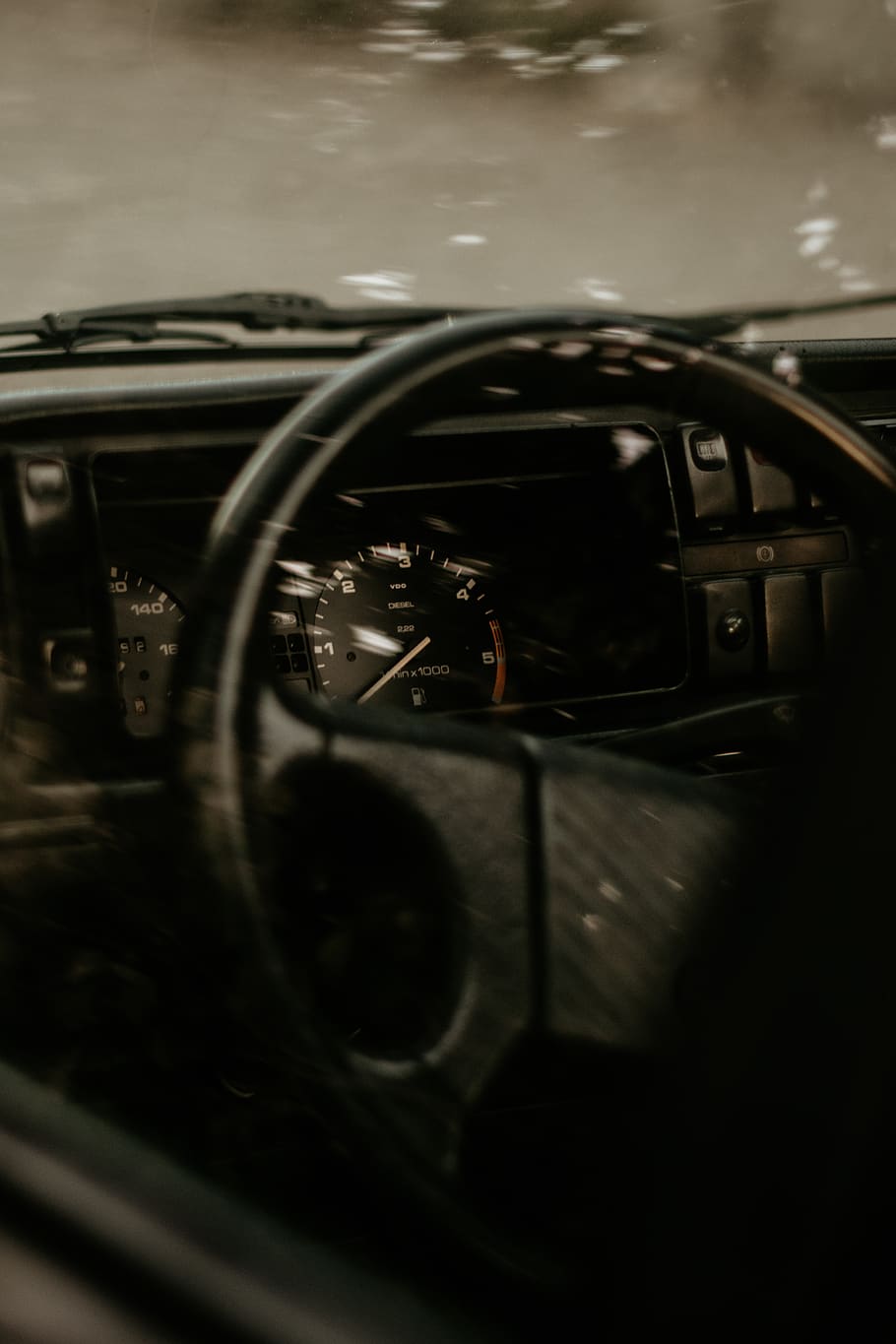 black steering wheel, gtd, vwgolf2, oldcar, line, speed, tree HD wallpaper