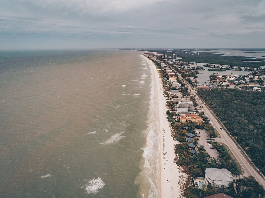 High Angle Photography of Body of Water and Landscape, beach HD wallpaper