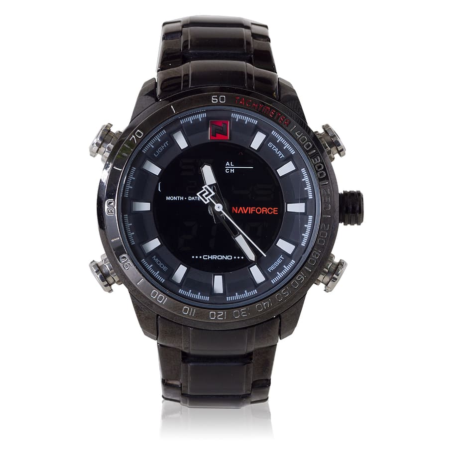 naviforce waterproof watch, time, clock, wristwatch, isolated