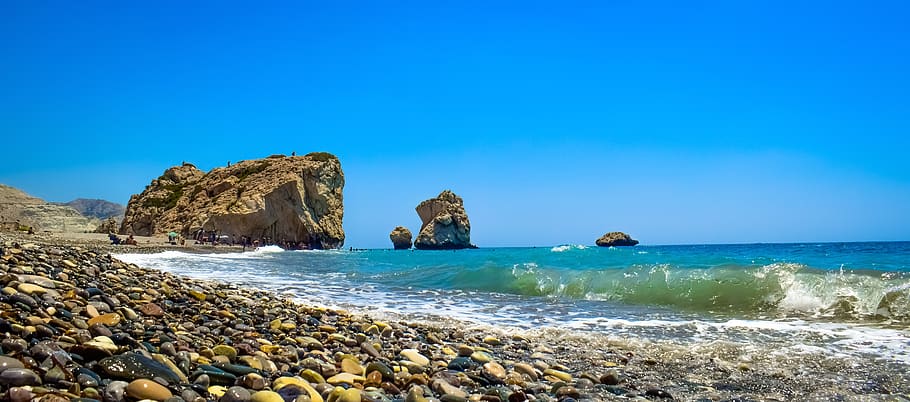 cyprus, petra tou romiou, aphrodite's rock, scenery, travel, HD wallpaper