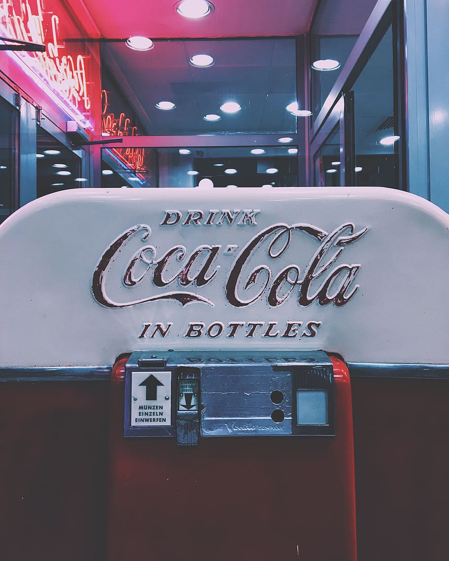 HD wallpaper: Red and White Drink Coca-cola in Bottle Dispenser, coca ...