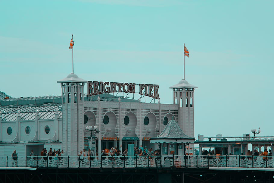 brighton, united kingdom, pier, britain, brighton pier, neon, HD wallpaper