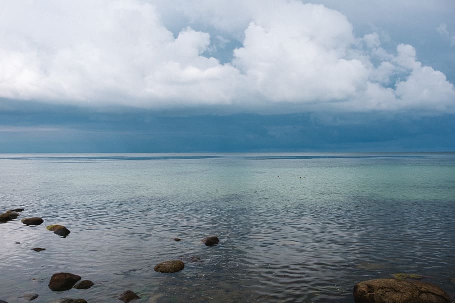 Minimal blue Baltic sea, abstract, background, beach, beautiful HD wallpaper