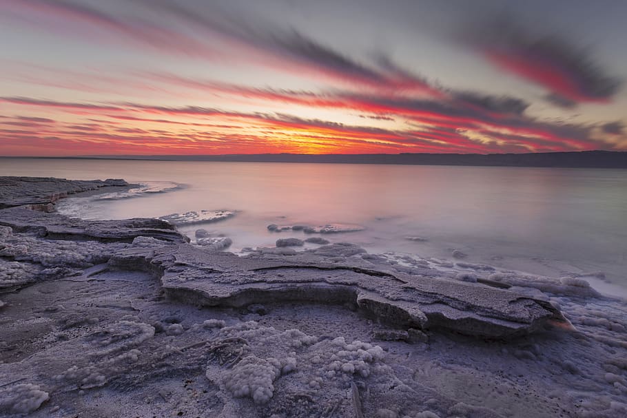 Timelapse Photography of Shore during Golden Hour, beach, beautiful, HD wallpaper