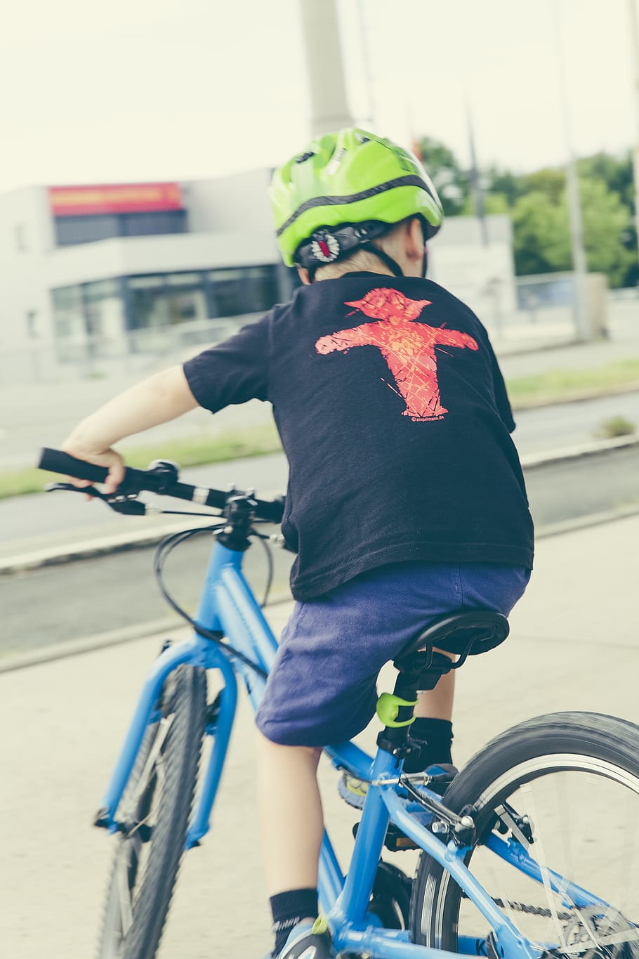 Boy Riding Bicycle, action, biker, blur, child, childhood, cycling HD wallpaper