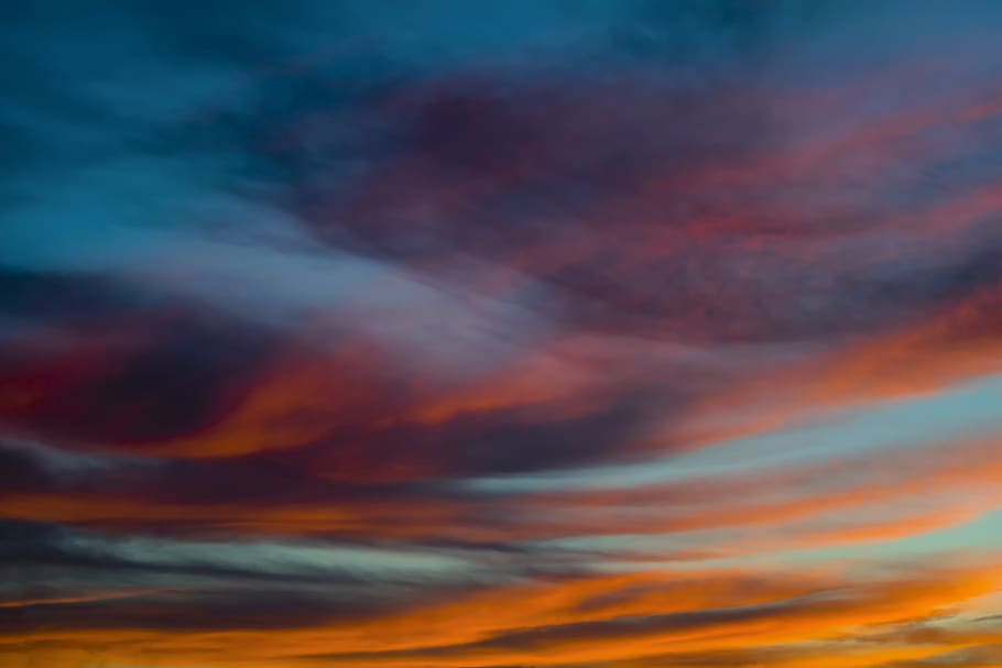 sky, blue, orange, clouds, night, cloud - sky, sunset, beauty in nature HD wallpaper