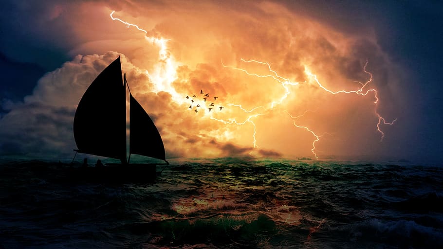 Sailing Ship Into Storm 1080p 2k 4k 5k Hd Wallpapers Free Download