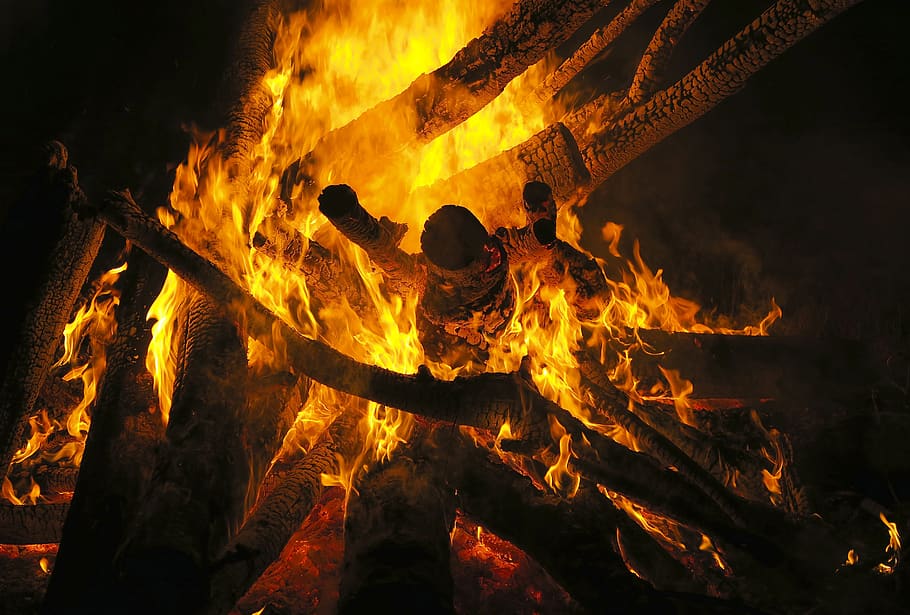 fire, bonfire, flames, embers, orange, night, burning, fire - natural phenomenon HD wallpaper