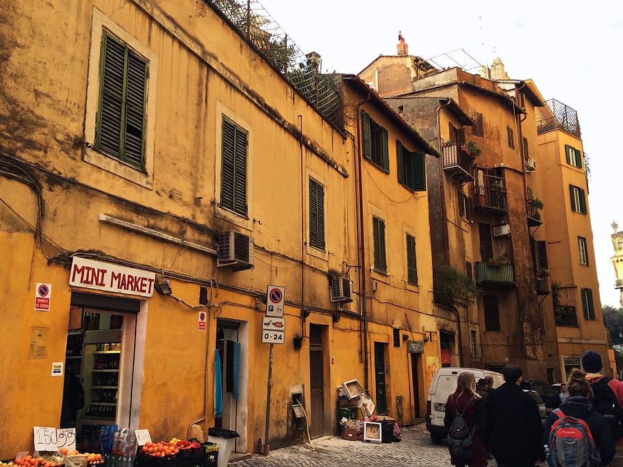 italy, rome, trastevere neighborhood, market, vintage, streets