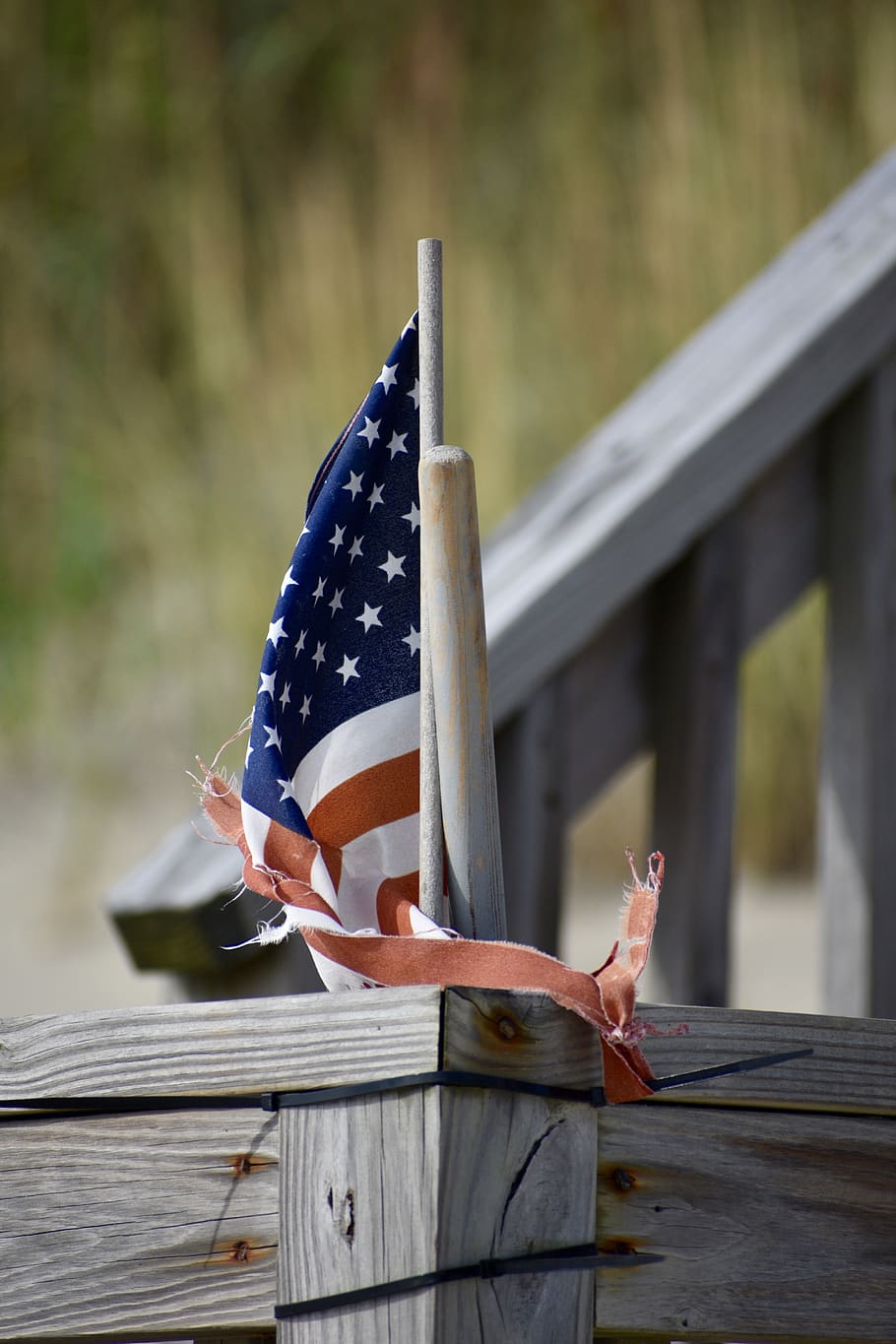 flag, beach, dune, summer, stairs, wood - material, day, focus on foreground HD wallpaper