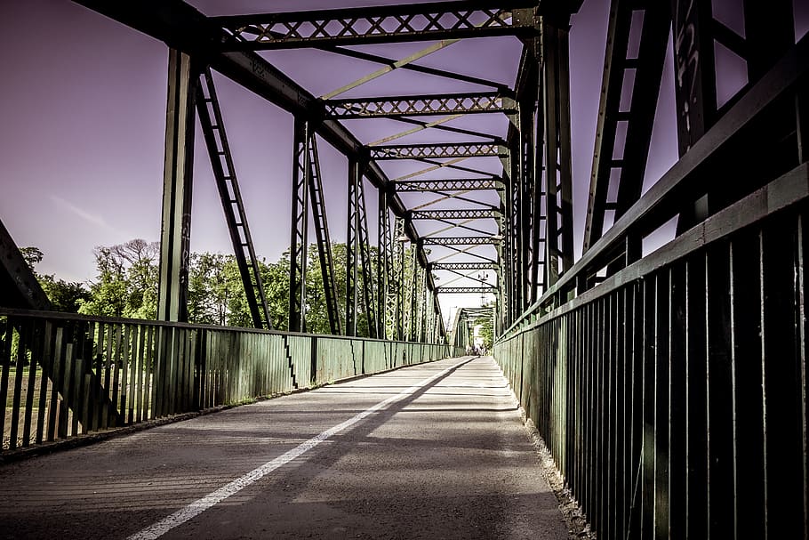 bridge, iron construction, way, cycle path, opole, architecture HD wallpaper