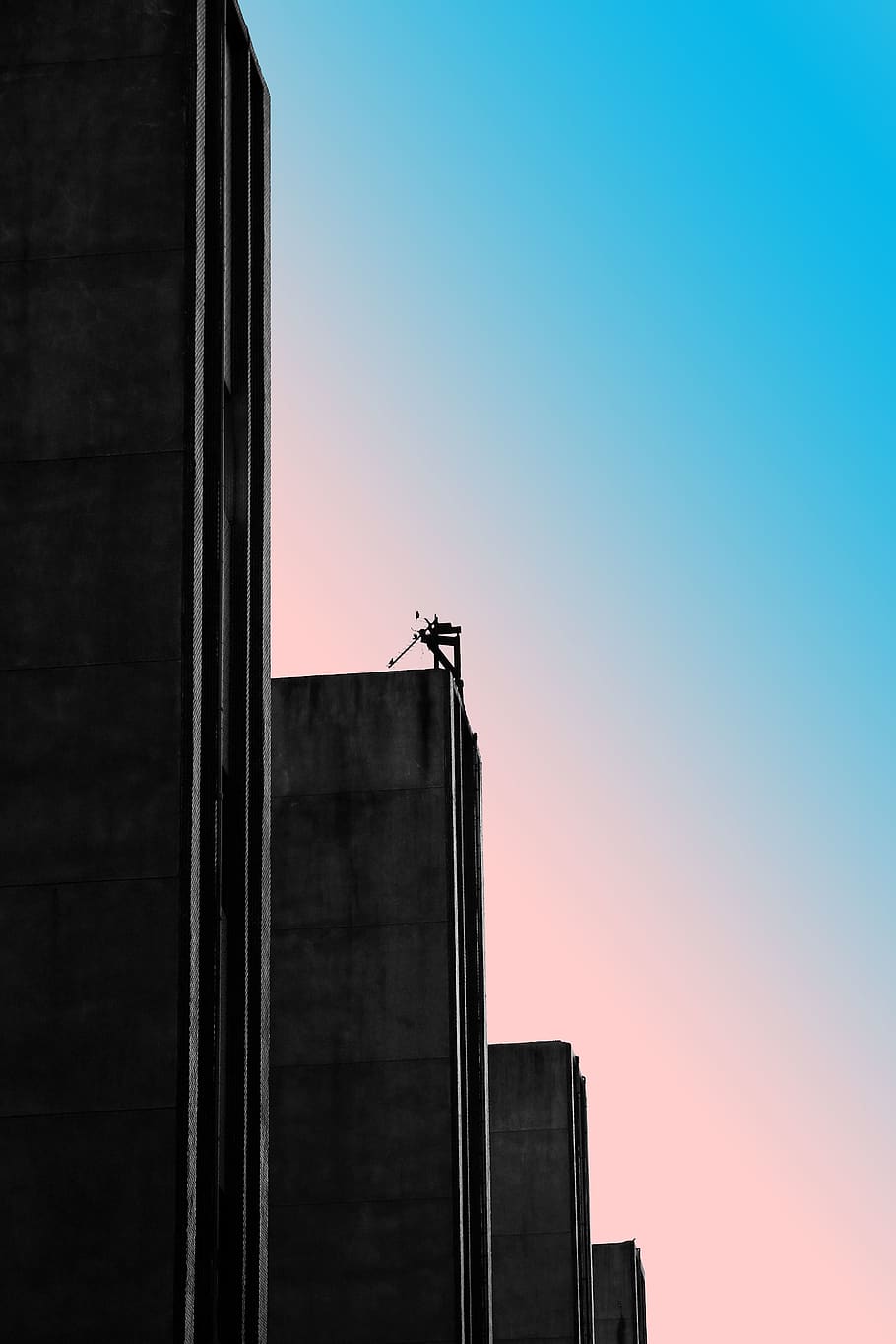 Concrete Buildings Under Clear Sky, architecture, daylight, low angle shot HD wallpaper