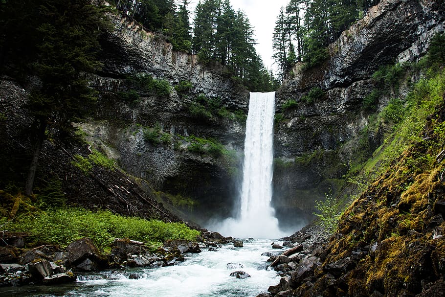 waterfalls during daytime, outdoors, nature, river, canada, whistler HD wallpaper