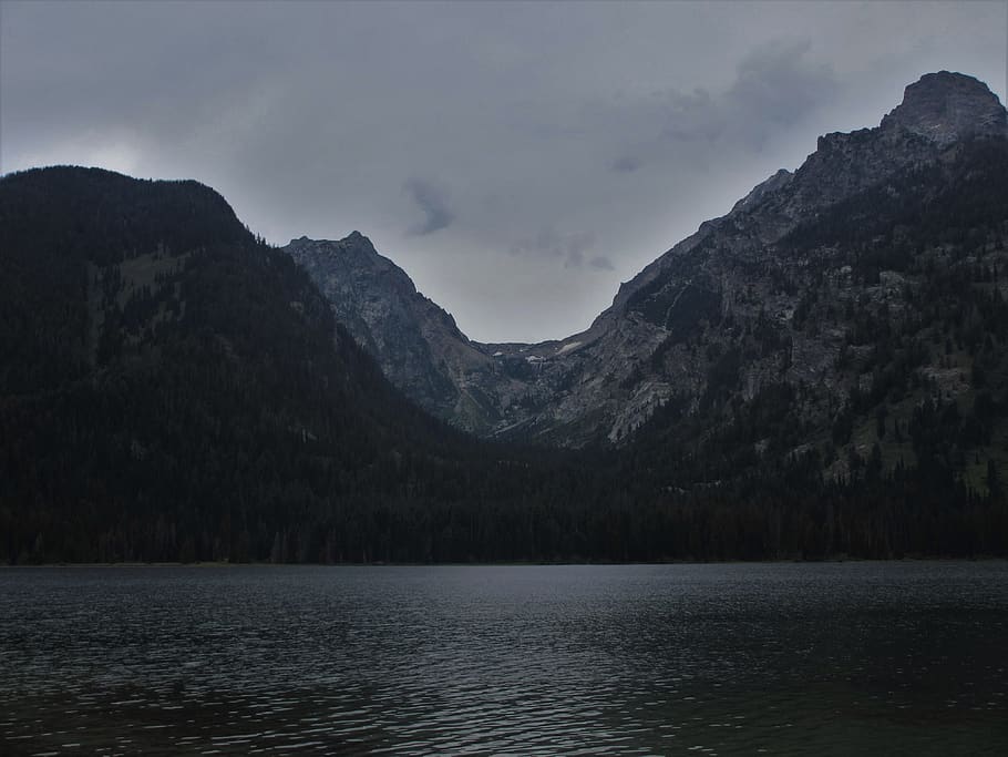 dark, mountain, lake, clouds, storm, trees, moody, water, scenics - nature HD wallpaper
