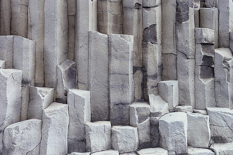 iceland, vik, basalt columns, mountain, geometric, full frame HD wallpaper