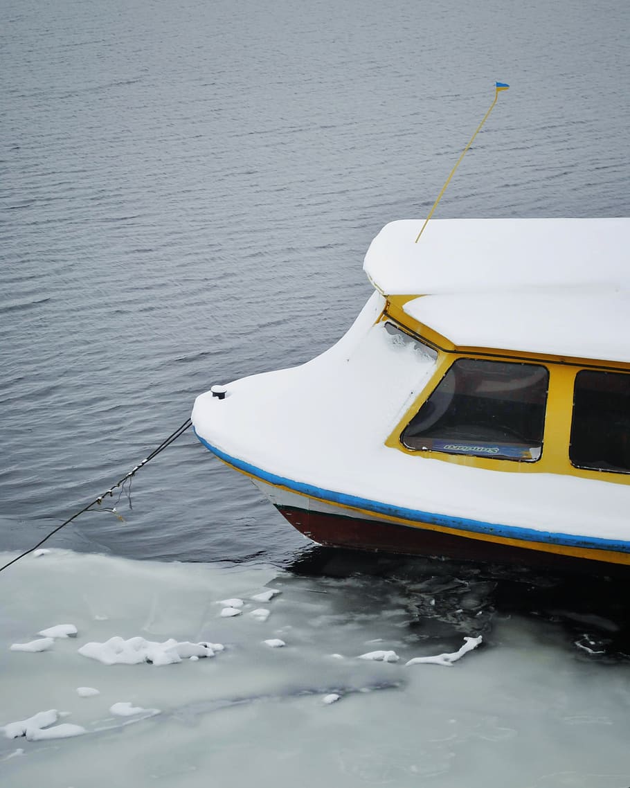 white and yellow boat, transportation, vehicle, vessel, watercraft HD wallpaper