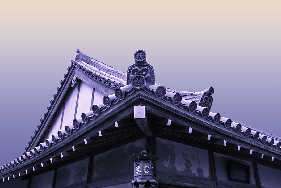 japan, building, gradient, old, asian, sky, architecture, built structure HD wallpaper