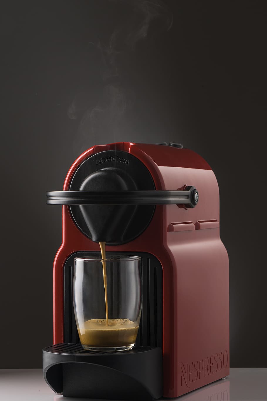 red and black espresso maker, nesspresso, coffee, indoors, studio shot HD wallpaper