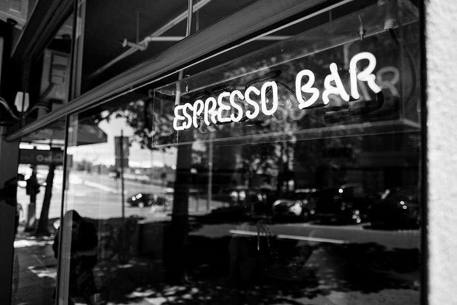 australia, melbourne, espresso, bar, black and white, bokeh, HD wallpaper