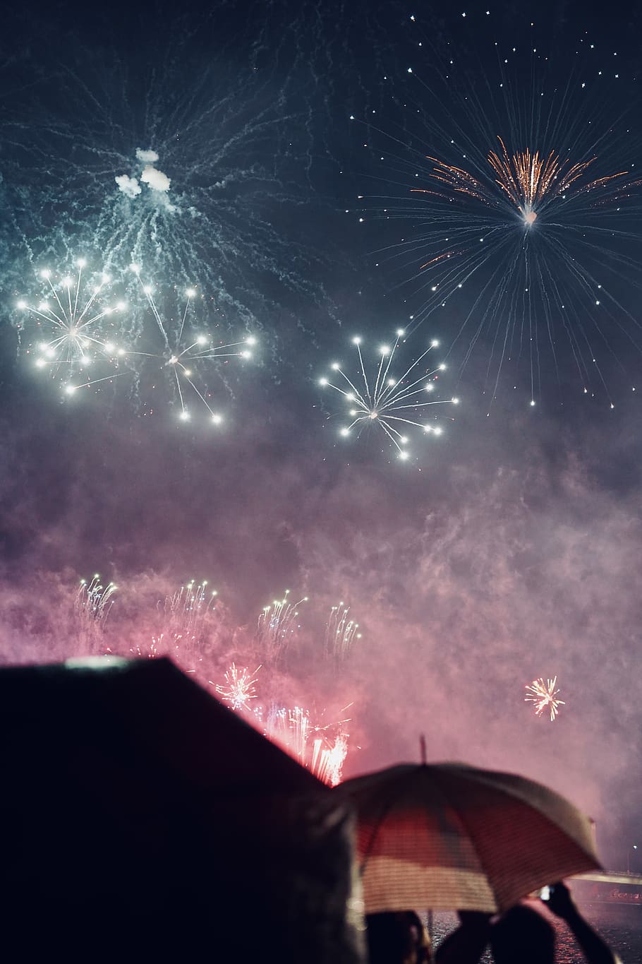 fireworks show at night, firework display, illuminated, celebration HD wallpaper
