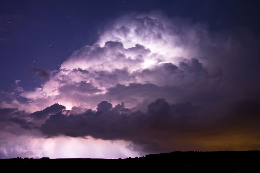 sky, nature, cloud, night, lampshade, storm, night thunderstorm, HD wallpaper