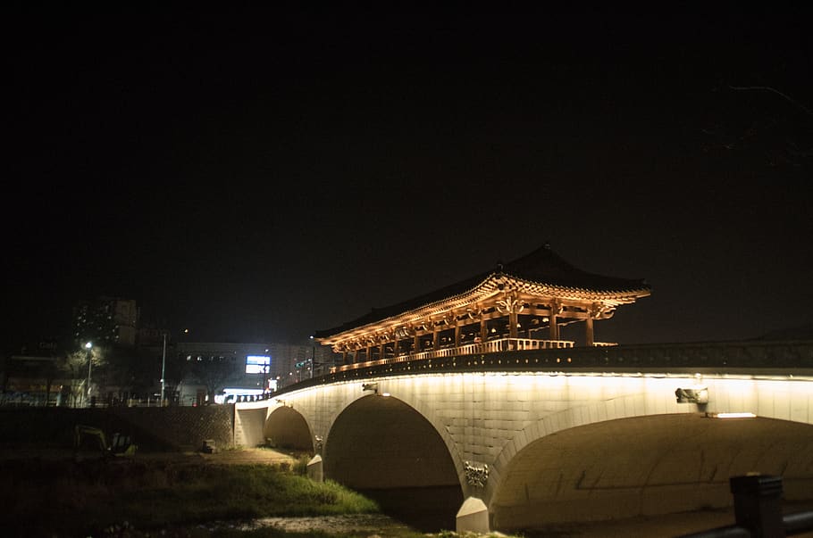 south korea, jeonju-si, architecture, built structure, night HD wallpaper