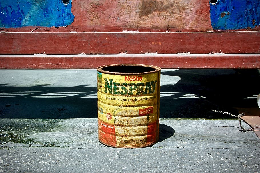 Nestle Nespray milk can, tin, drink, beer, alcohol, beverage