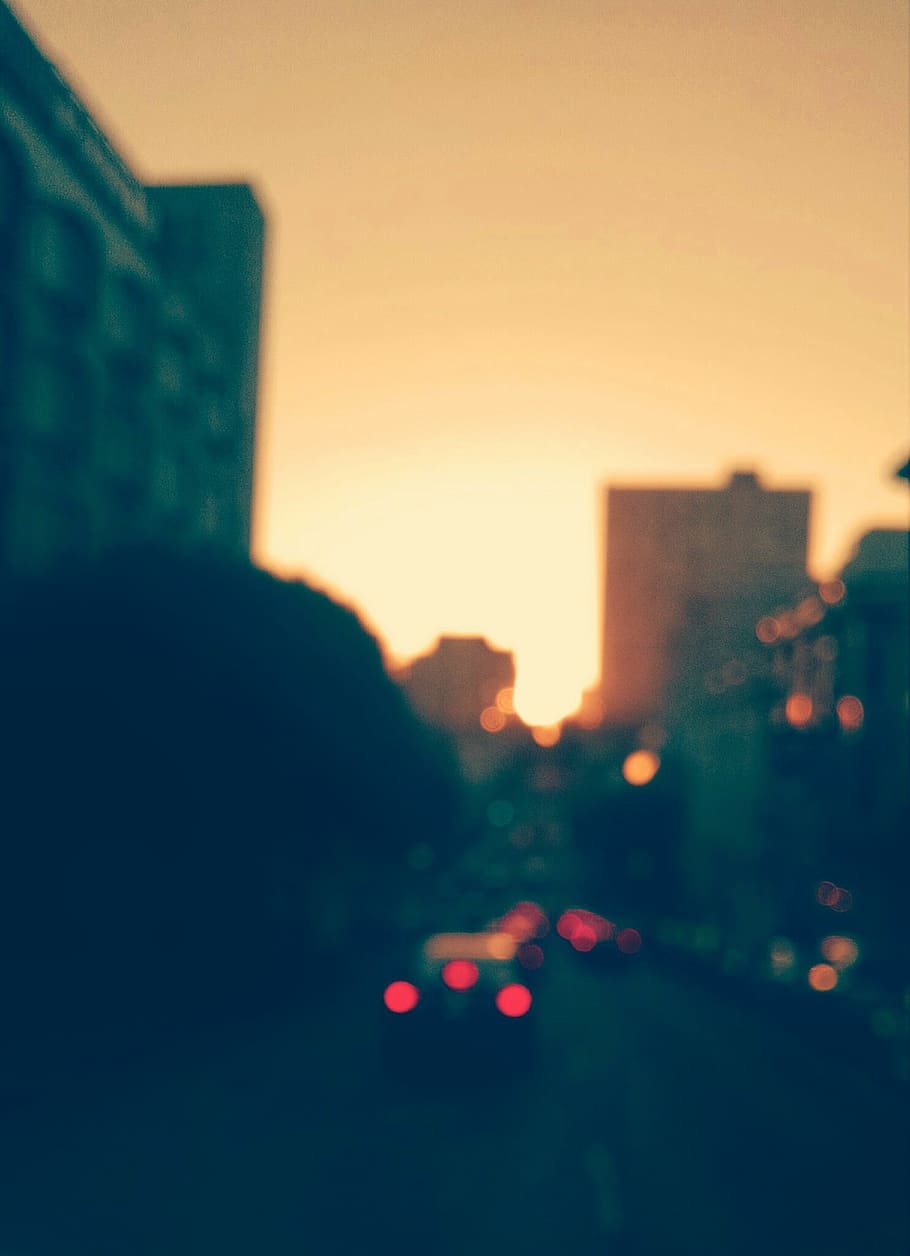 town, building, light, susnet, californium, san francisco, blur HD wallpaper