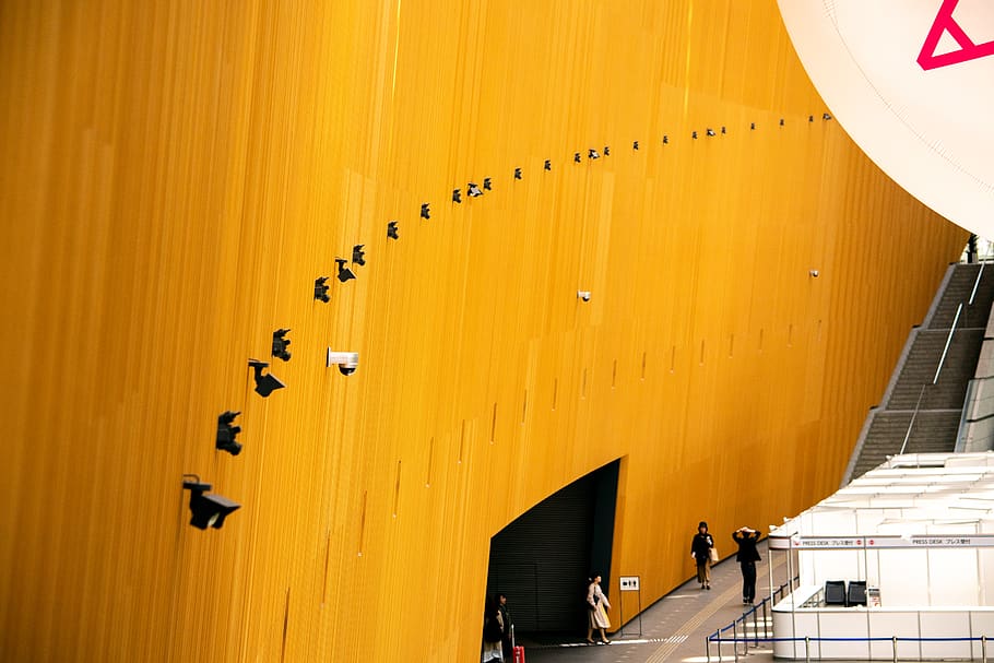brown building, japan, tokyo, tokyo international forum, person HD wallpaper