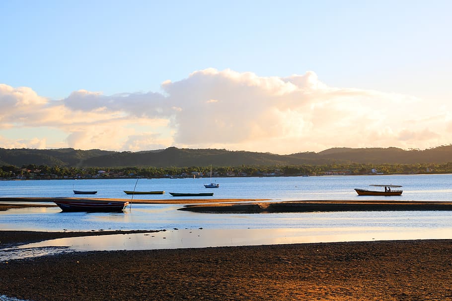 beach, porto, mar, costa, nature, salinas margarida, bahia HD wallpaper