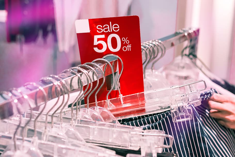 clothes on sale, advertisement, advertising, bargain, blurred background