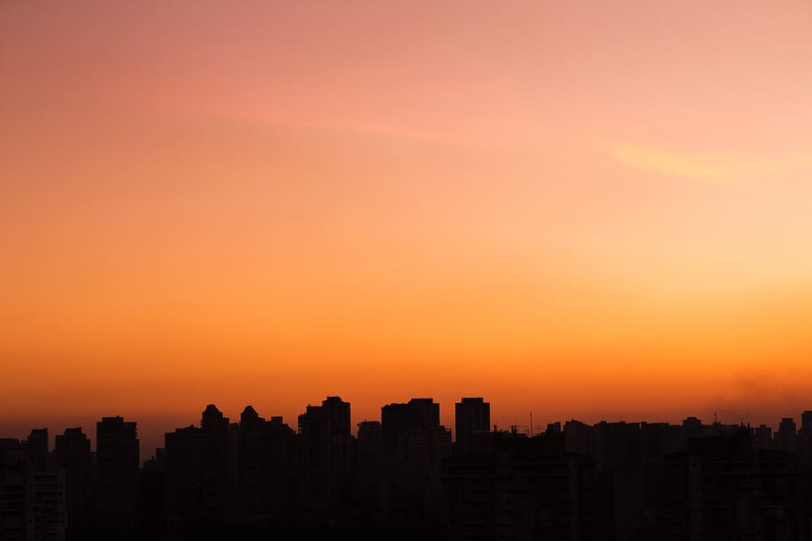 building structures, sky, sunset, dawn, nature, outdoors, red sky HD wallpaper