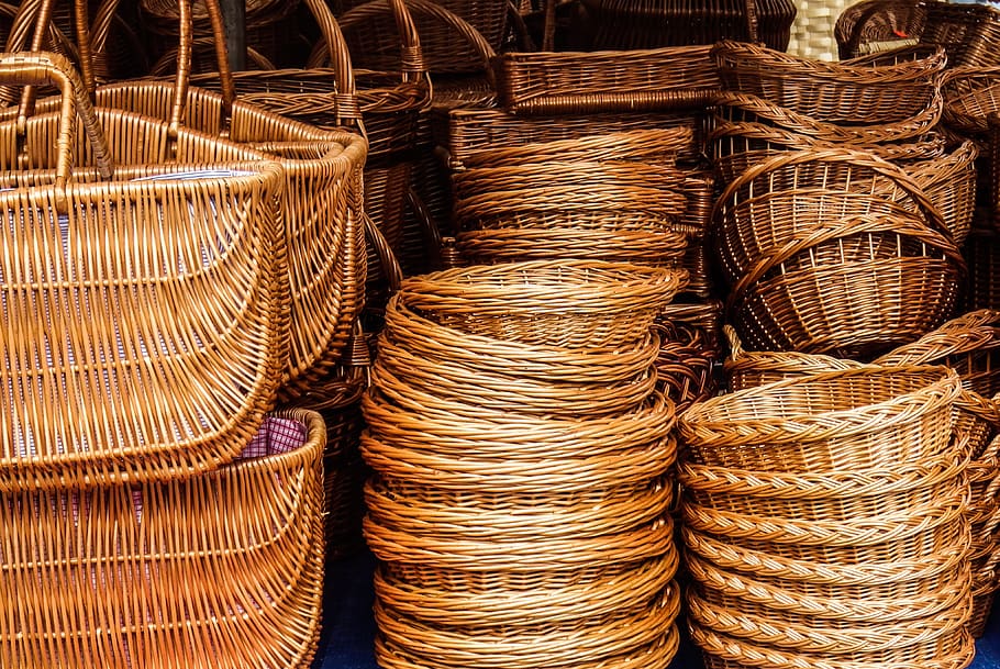 market, baskets, woven, large group of objects, no people, choice HD wallpaper