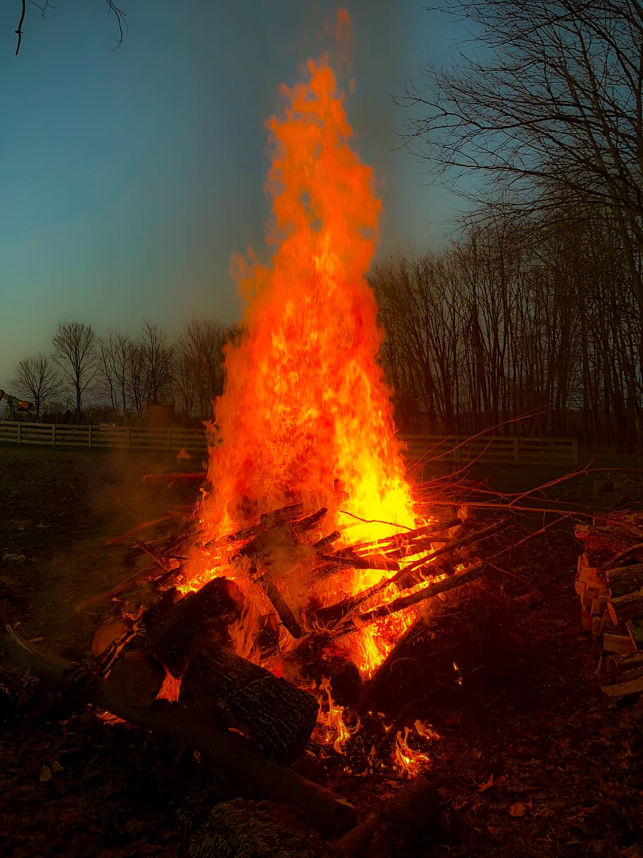 fire, heat, sunset, burning, fire - natural phenomenon, flame HD wallpaper