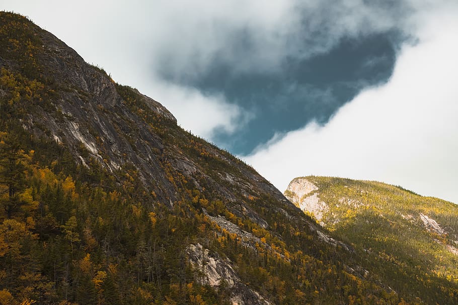 canada, quebec, mountain, forest, clouds, sun, beauty in nature HD wallpaper