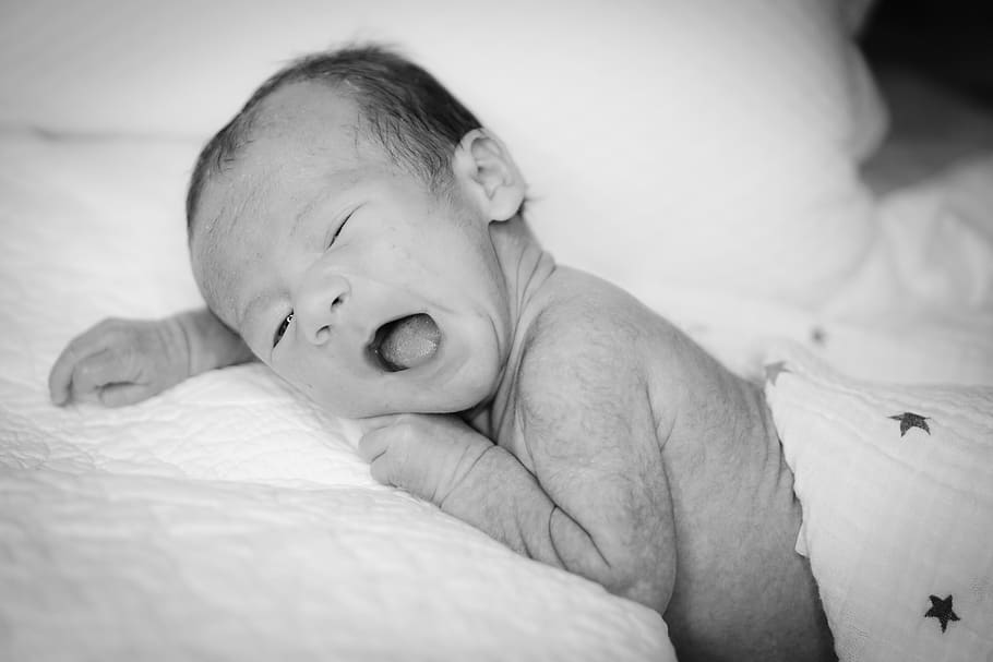 grayscale photography of smiling baby, human, person, people, HD wallpaper