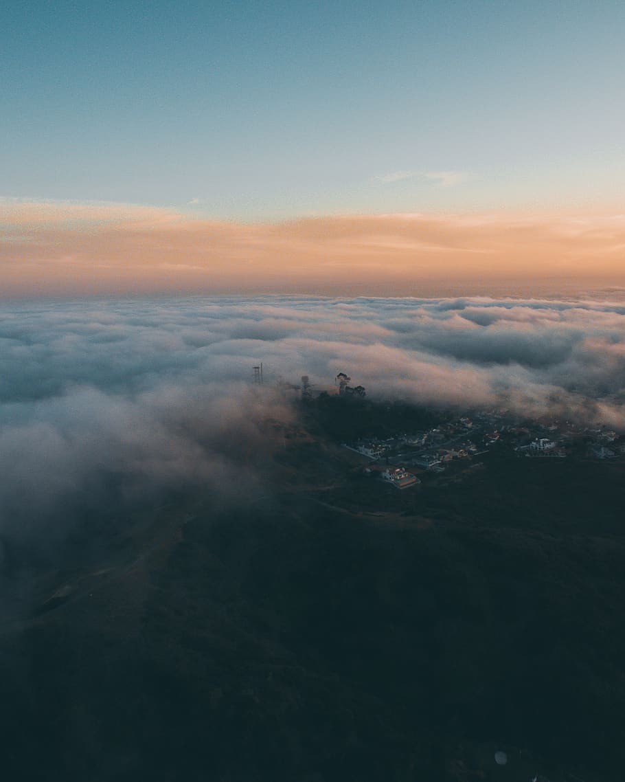 white clouds on high-angle photography, nature, outdoors, weather HD wallpaper