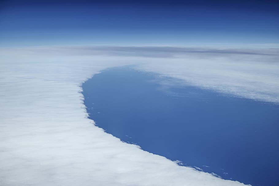 photo of clouds on blue sky, altitude, aerial, high, fly, atlantic ocean HD wallpaper