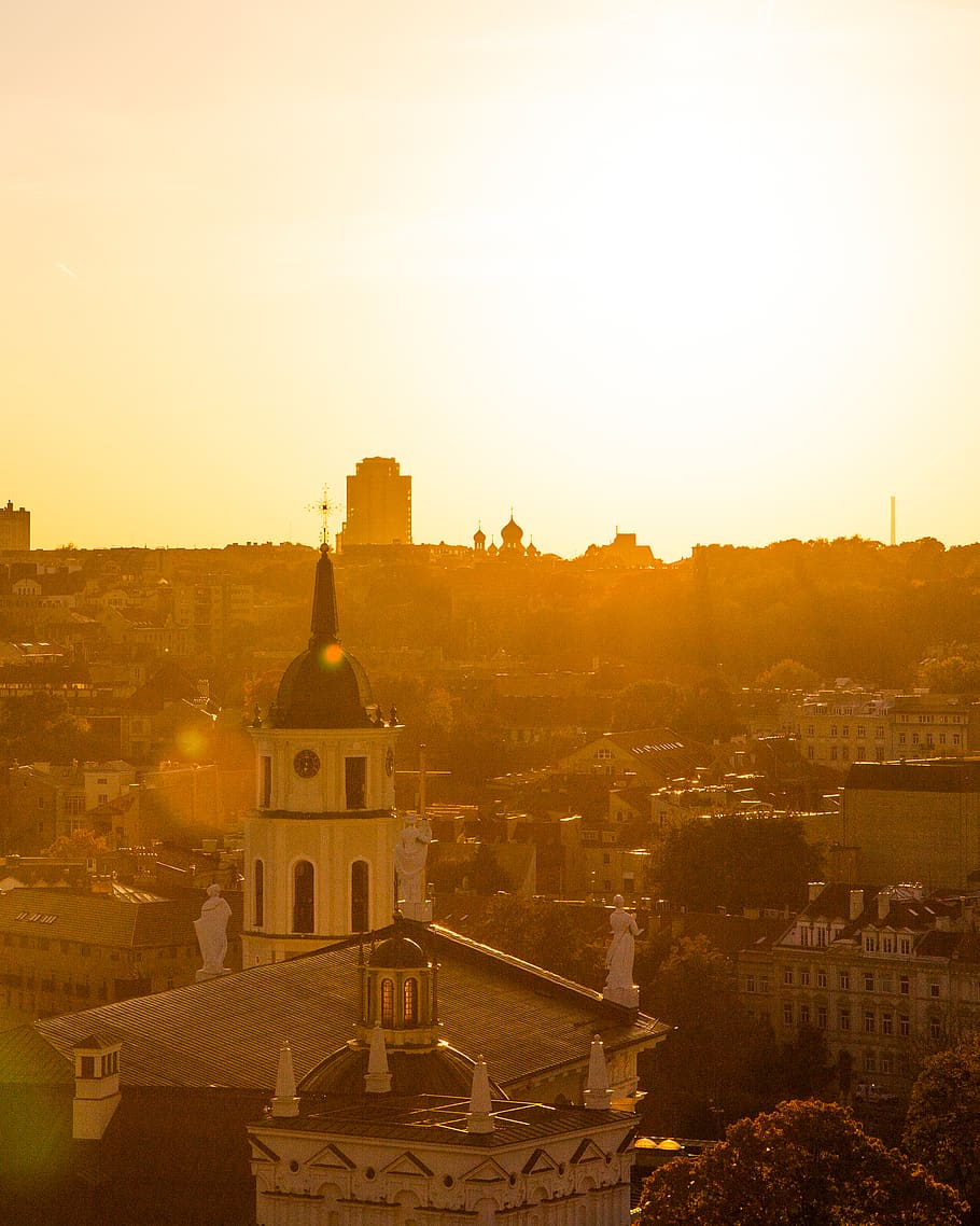 building, architecture, tower, spire, steeple, flare, light HD wallpaper