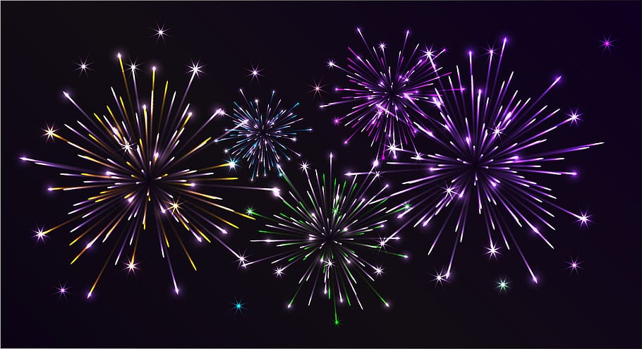 fireworks, salute, night sky, in the night sky, flash, pyrotechnics, HD wallpaper