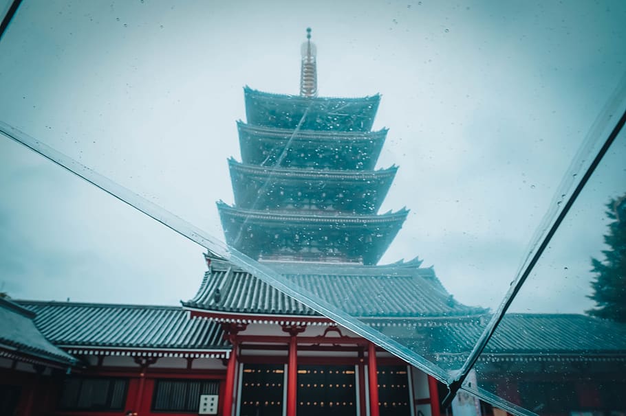 japan, taitō-ku, sensō-ji, temple, tokyo, rain, asakusa, culture, HD wallpaper