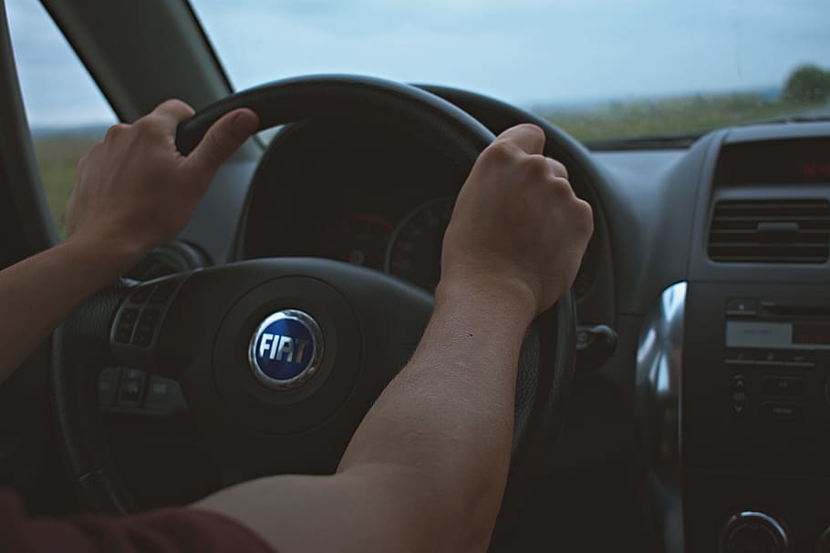 Person Driving Fiat Vehicle, car, control, dashboard, drive, driver HD wallpaper