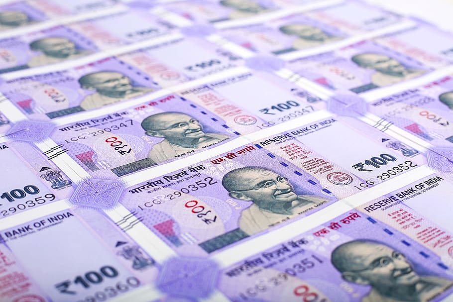 One Hundred New Indian Money Stock Image  Image of banknotes concept  131556029
