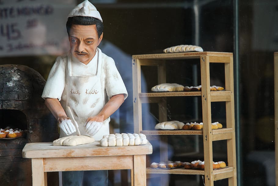 baker illustration, human, person, bread, food, shop, bakery