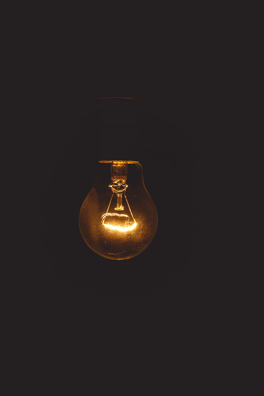 Close Up Photo Ofg Light Bulb, black background, close-up, dark