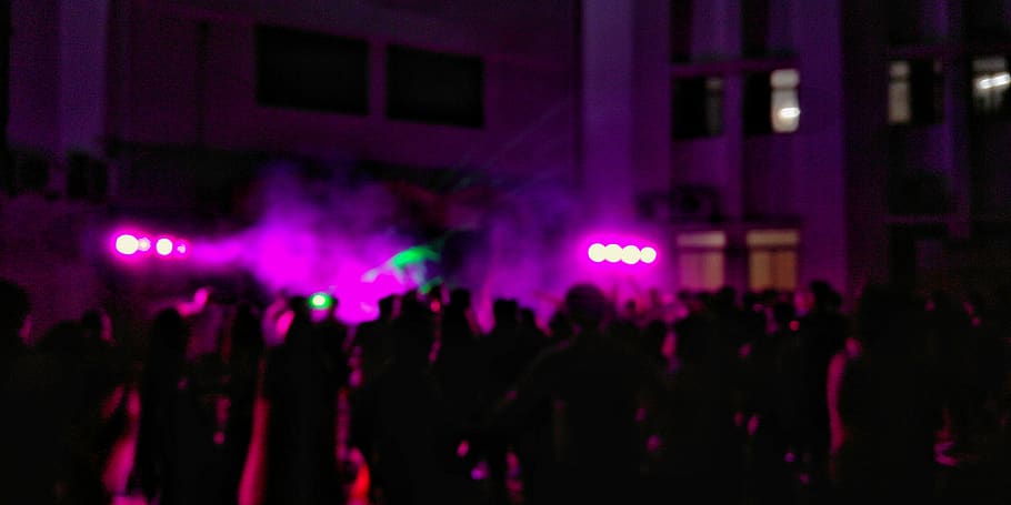 explorer, lights, night, dancing, people, pink, college, farewell HD wallpaper