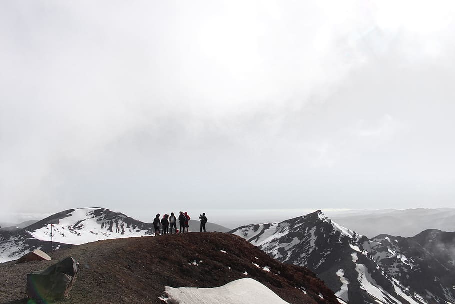 people standing on landscape, slope, person, human, nature, outdoors HD wallpaper