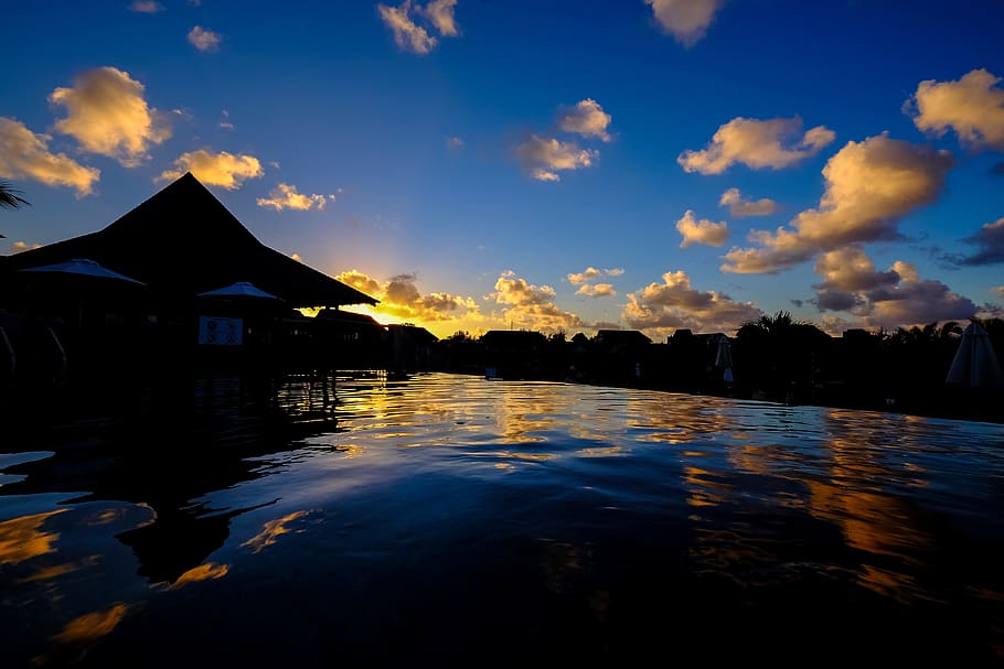 sea, ocean, water, waves, nature, silhouette, clouds, sky, reflection HD wallpaper